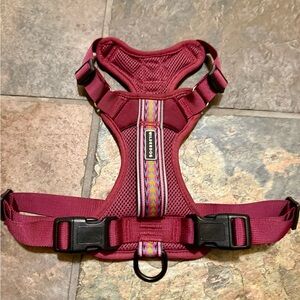 Burgundy Dog Harness with Rainbow Detail